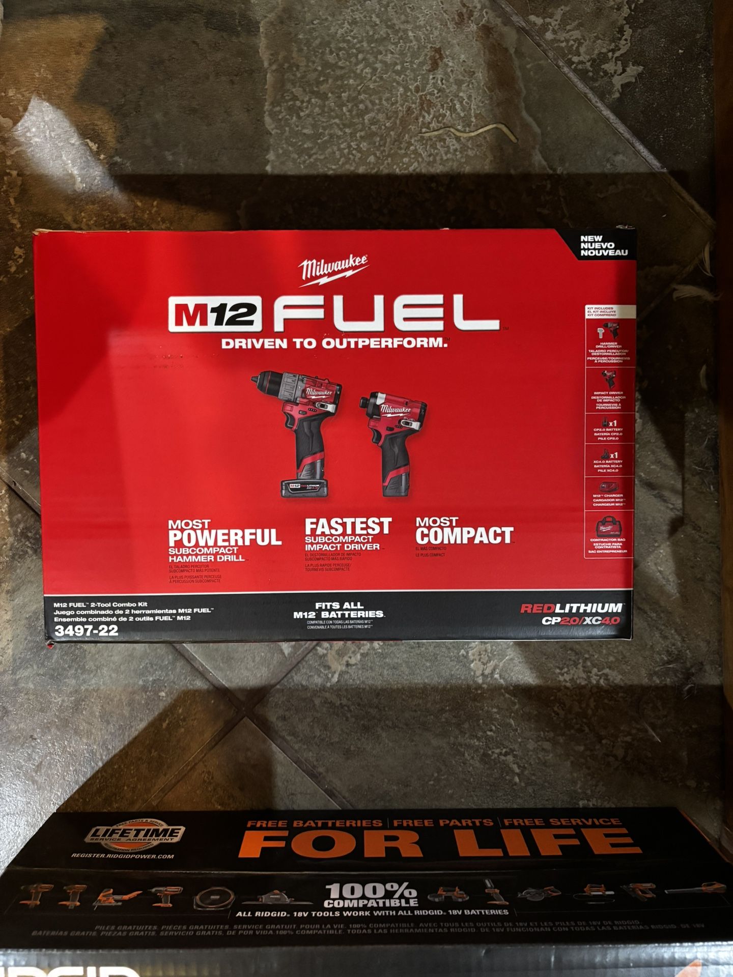 New In Box Milwaukee 3497-22 12V Brushless Hammer Drill and Impact Driver Combo Kit