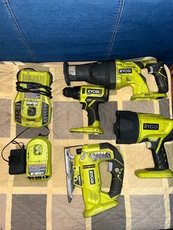 Ryobi 18V ONE+ Cordless Power Tool Set (4 Tools + 2 Chargers