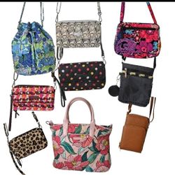 LOT 9 Bags 7 VERA BRADLEY Bags Mixed Shoulder Crossbody Quilted Purses NEW/USED