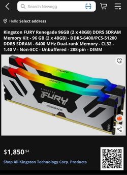 Kingston Fury Renegade 96GB (2 x 48GB) DDR5 6400
