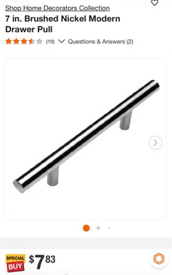 Home Decorators Collection 7 in. Brushed Nickel Modern Drawer Pull 24 pcs