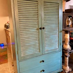 Aqua Wooden Wardrobe / Storage Cabinet 