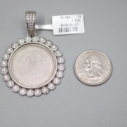 Sterling Silver Circular Charm with Clear Stones