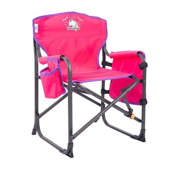 Kids-pink Oversized Camping Directors Chair,Portable Folding Lawn Chairs for Adults Heavy Duty with Side Table