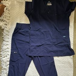 ADAR Blue Scrubs Set +1 Extra Pants