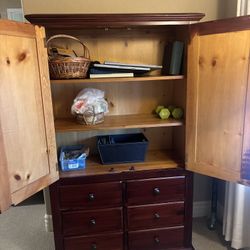 Solid Pine Armoire Outside Was Stained Dark