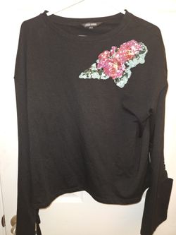 Kiss Milk Size US 16 BLACK long Sleeve With Flower Sequins