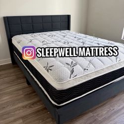 Queen Size Bed Frame With Pillow Top Mattress Included 