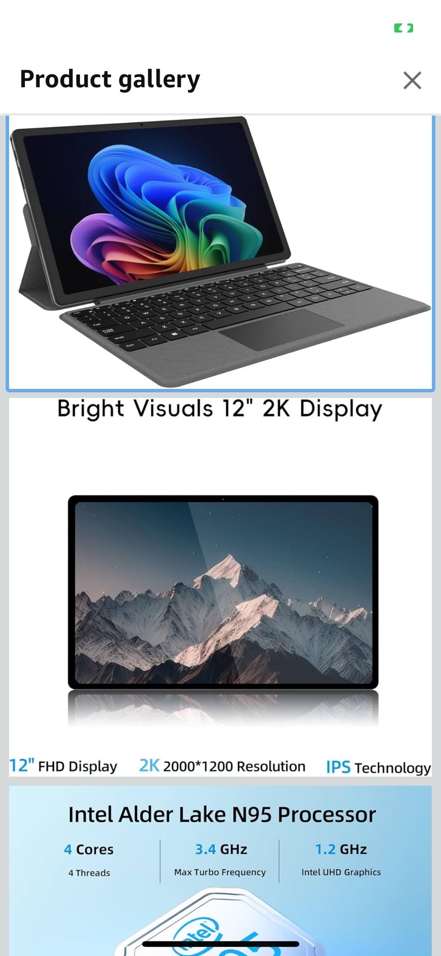 2-in-1 Laptop/Tablet (2025), Windows 11 PC with Magnetic Keyboard, 12” 2K FHD IPS Touchscreen Display, 4-core N95, 12GB DDR5 RAM 512GB SSD, 2 Stereo S