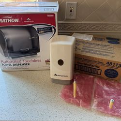 🚿 Touchless Restroom Bundle – Paper Towel + Soap Dispenser + 9 Refill bags of Soap – $110