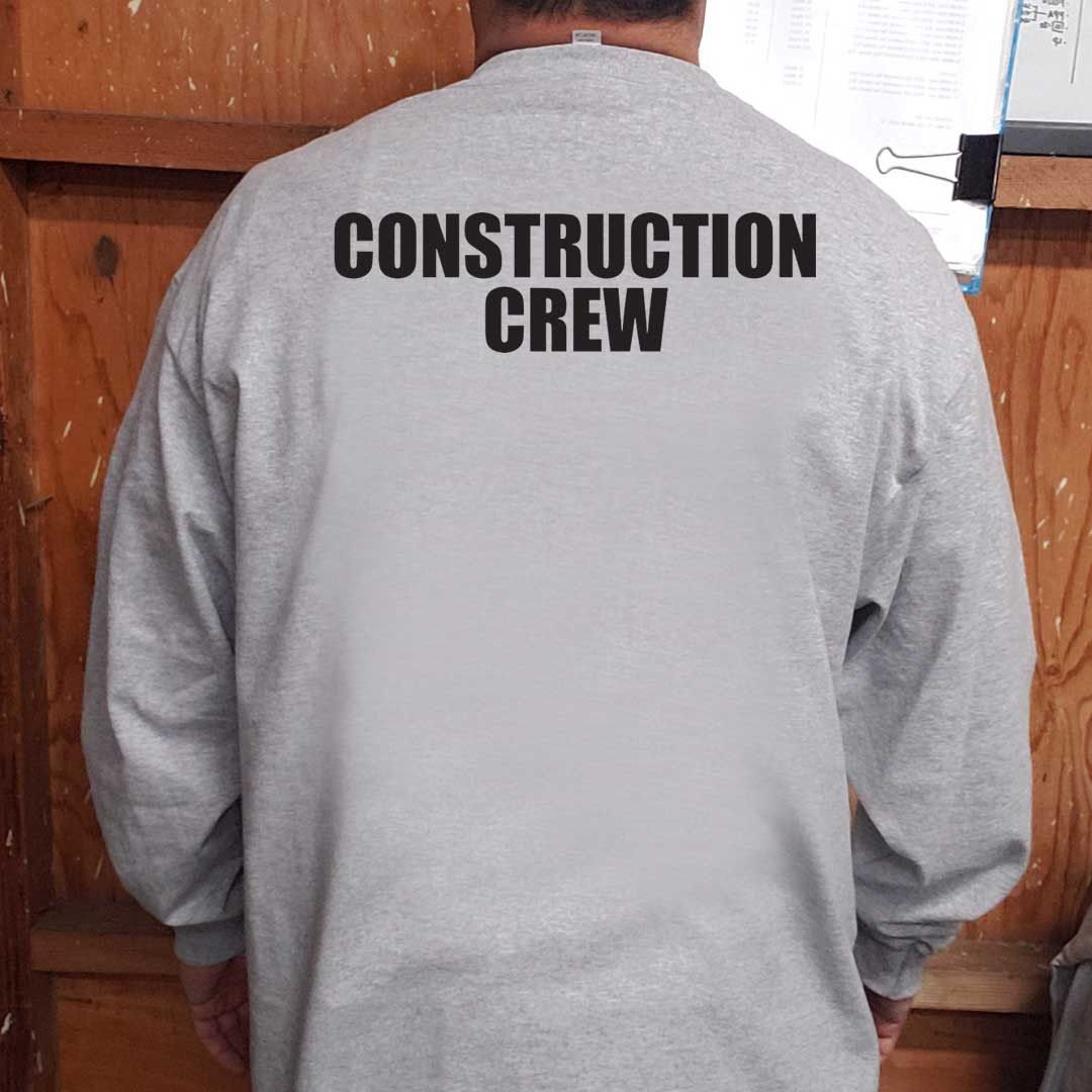 Construction Crew Long Sleeve Gray XL Tshirt