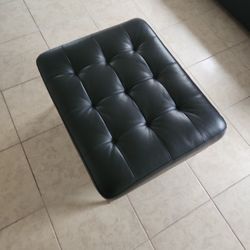 Black Leather Ottoman