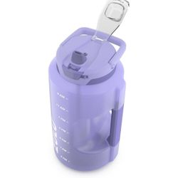 Zulu Goals Gallon 128oz Large Water Bottle Jug with Time Marker & Handle for All Day Hydration | Silicone Soft Straw with Locking Leak-Proof Lid | For