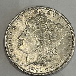 1891 Morgan 90% Silver Dollar 