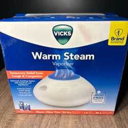 Vicks Warm Steam Vaporizer. Temporary Relief From Cough And Congestion NEW