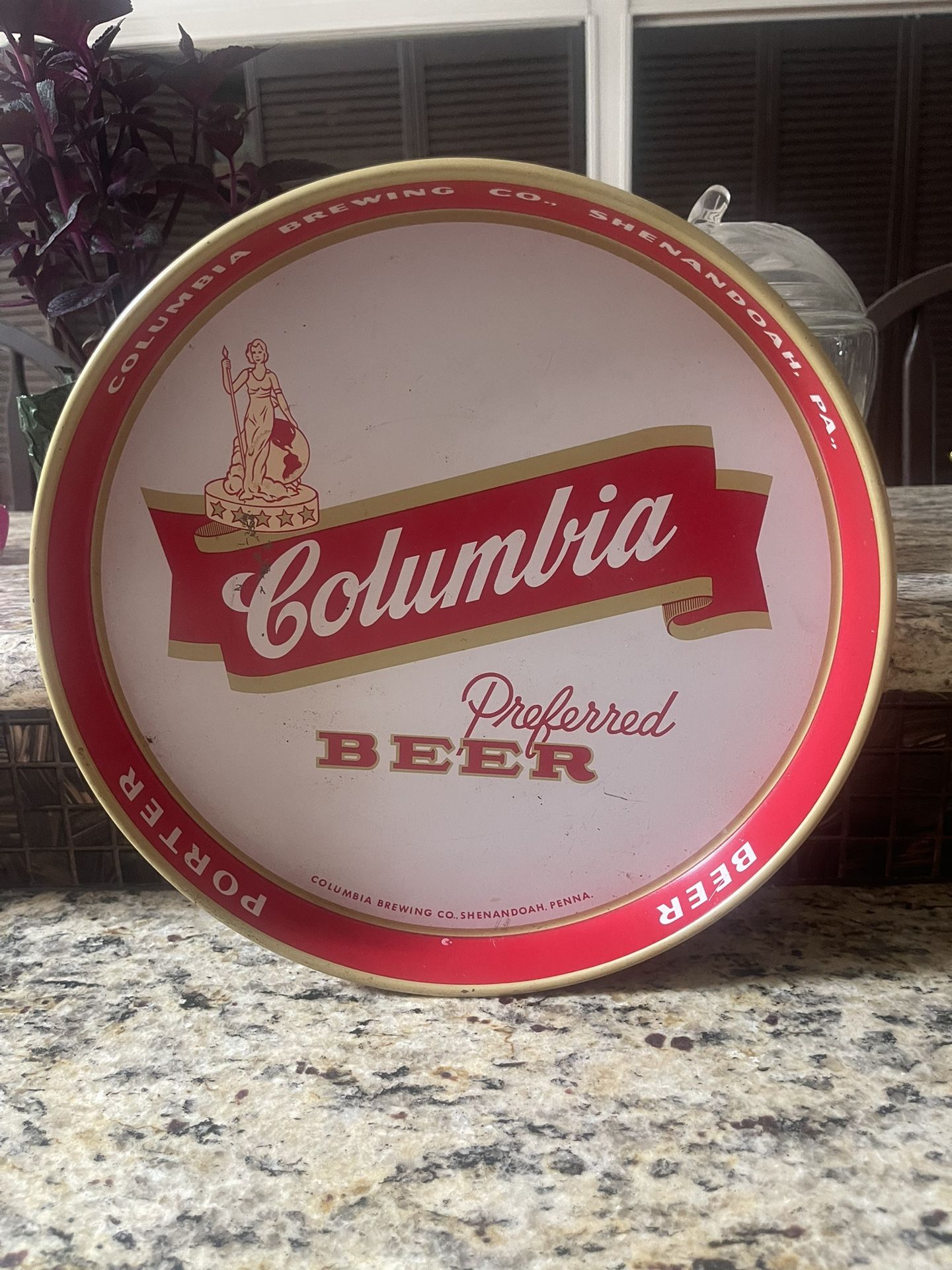 Columbia Beer Tray 12” Round. See Pictures For Condition. You Pickup