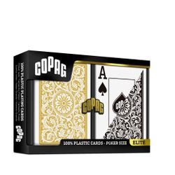 Copag 1546 100% Plastic Playing Cards - Standard Size (Poker) Jumbo Index Black/Gold Double Deck Set