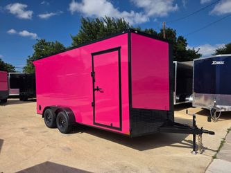 2026 New 7x16 TA Screwless Enclosed Trailer | Blackout | Spoiler Package | 7' Interior | .08 Polycor | Dexter Axles | 1148

 (Pink)