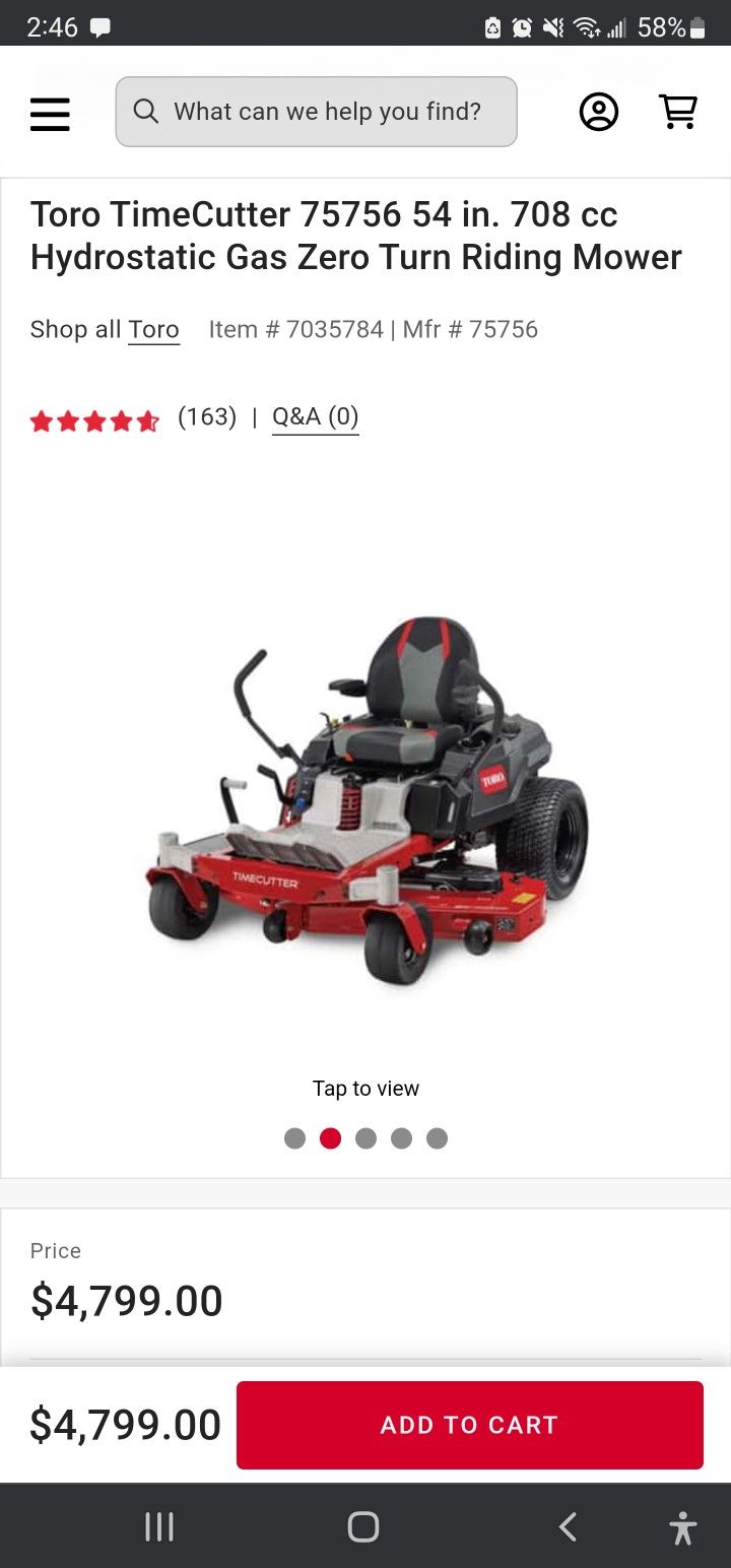 Toro TimeCutter My Ride 75755 50 in. 708 cc Gas Zero Turn Riding Mower