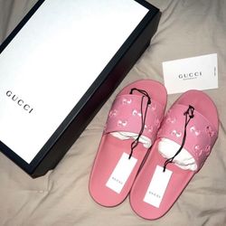 Gucci Pink Rubber GG Sandals