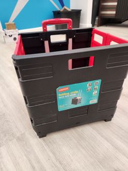 Staples Folding Crate with Heavy Duty Wheels