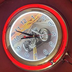 neon motorcycle clock