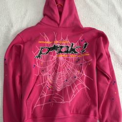 Sp5der Hoodie Pink Punk Size Small
