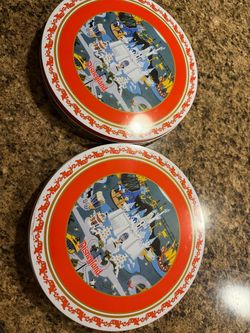 Tin Disney Christmas plates