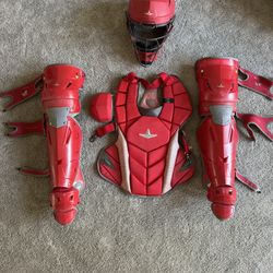 All-Star MVP-PRO Series Large/Adult Baseball Catcher’s Set – Red