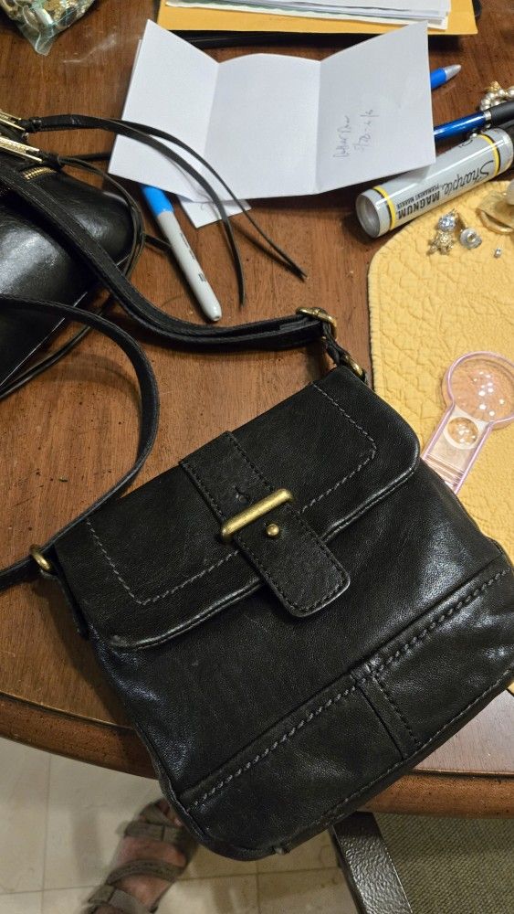 Black Italian Leather Bag Unisex