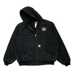 VINTAGE CARHARTT J131 THERMAL LINED HOODIE JACKET XL MENS BLACK CANVAS DUCK USA