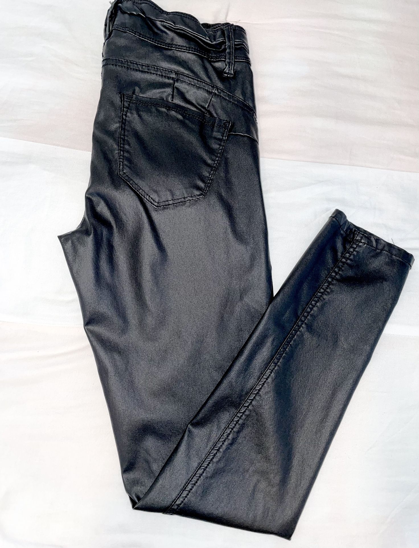 Almost Famous leather look soft stretchy Leggings Size 9