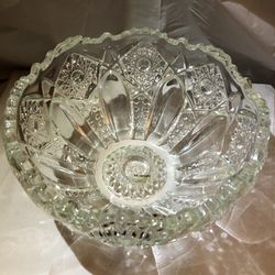 LeSmith Hobstar Clear Crystal Pressed Glass Bowl 