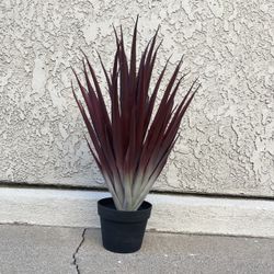 Big Red Artificial Aloe Vera Plant 26 Inches Tall. Large Faux Agave in Matte Black Pot.