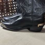 Black Cowboy Boots with Metal Toe and Heel Caps