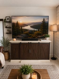 TV console with fireplace heater
