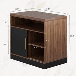 ModernMate Wood Accent Storage Cabinet with Shelves and Sliding Door Floor Standing Storage Cabinet for Home Office, Tool, Arts, Craft, Supply, 31"W ×