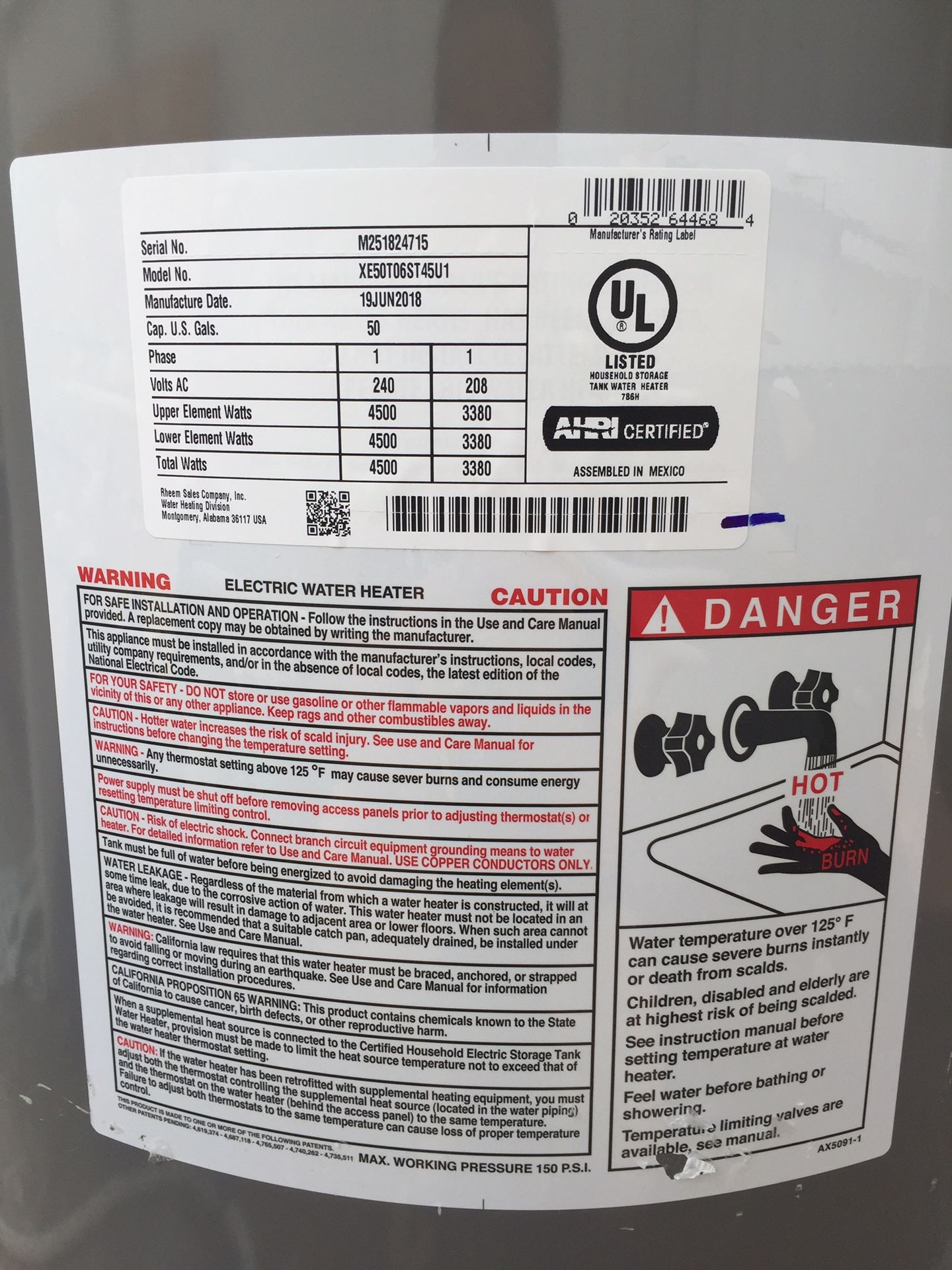 Rheem 50 gal electric water heater, 2 mos old for Sale in Seattle, WA -  OfferUp
