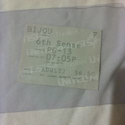 Original 1999  "6th Sense”  Movie Ticket 
