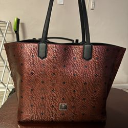 MCM Authentic Shoulder Bag Burgundy Dark Red 