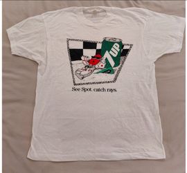 NEW Vintage XL 7 UP Tee Shirt See Spot Catch Rays 1988
