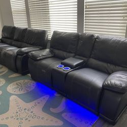 LEATHER POWER RECLINER SOFA SET