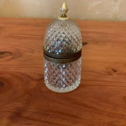 Cut Glass Lighter With Hinged Lid