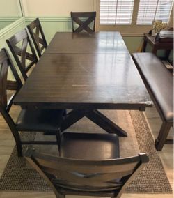 80"-104" Extendable Dining  Set W Bench