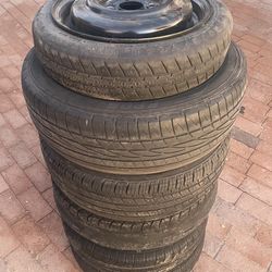 (5) 15”inch 4x100 Black Steelies