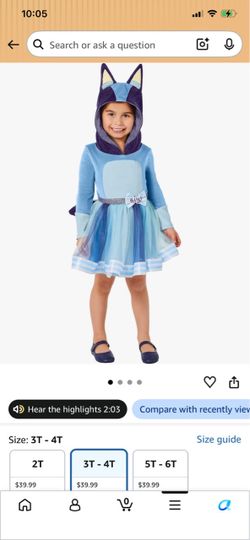 Bluey Toddler Costume Dress 3T-4T