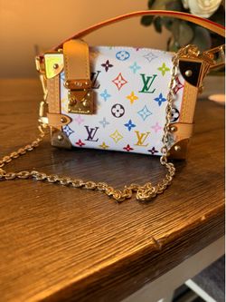 White Multicolor Mini Trunk Crossbody Bag