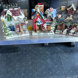 3 Metal Holiday Houses Very Cute Holds Tealight