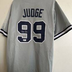 AARON JUDGE SIGNED NEW YORK YANKEES AUTOGRAPHED CUSTOM BASEBALL JERSEY W/COA XL 889
