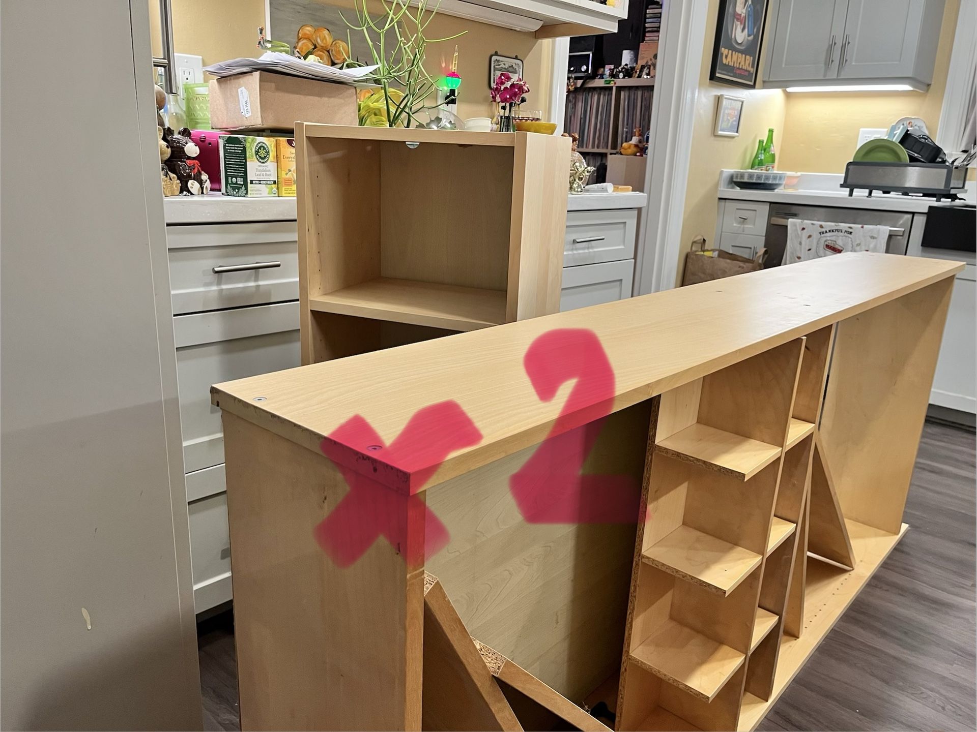 IKEA Billy Bookcases (2) + IKEA End Shelves (2) + White Bookshelf (1) FREE